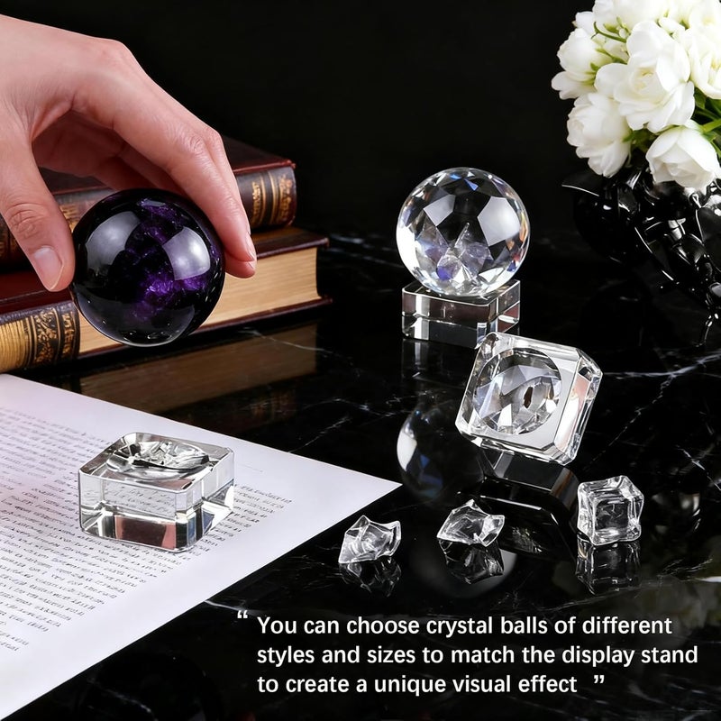 GeryVtee 10PCS Clear Crystal Ball Stand Square Crystal Display Bases Ball Stand for 30-90mm 3D Crystals Spheres Easter Egg Golf Ball Acrylic Home Decoration (5 Size) - Image 4